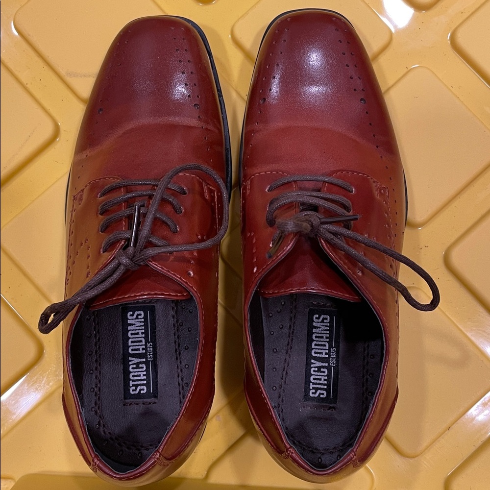 Stacy Adams Brown Boys Lace-up Dress Casual Shoes Like New Size 1M - Picture 7 of 7